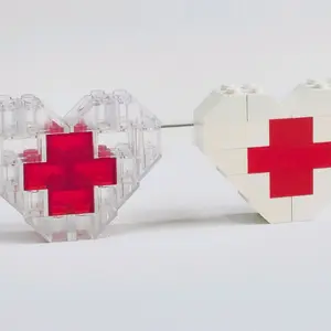 Handmade Brick Heart with Red Cross Nurse Gift Magnet or Decor Perfect for Medical Professionals and Healthcare Enthusiasts