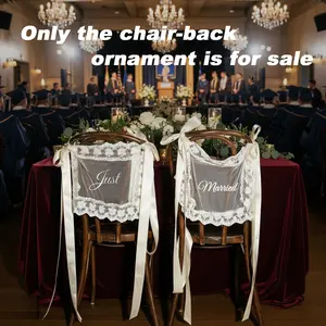Newlywed Wedding Chair Back Fabric Decorations, Chair Cover Sashes, A Two-Piece Set, featuring exquisite lace and flowing ribbon ties, ideal for wedding reception chair backs, Available in a variety of colors, Wedding Chair Covers