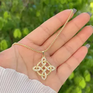 Witch knot necklace golden zircon hollow snowflake box chain female jewelry fashion accessories