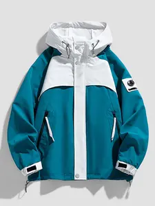 Trendy Softshell Jacket Spring And Autumn Men'S Hooded Outdoor Colorblock Coat