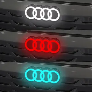 Audi Dedicated 3D Glowing Car Emblem LED Front Grille Upgrade, Metal Hollow Anti-Fading Replacement, Fits Audi Models, Vehicle Exterior Decoration