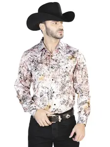 White And Brown Casual Long Sleeve Shirt 44093