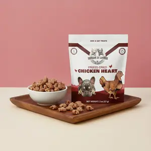 Benji & Louie Freeze Dried Chicken Heart - Natural Healthy Dog Treats and Cat Treats, Single Ingredient, 2 oz