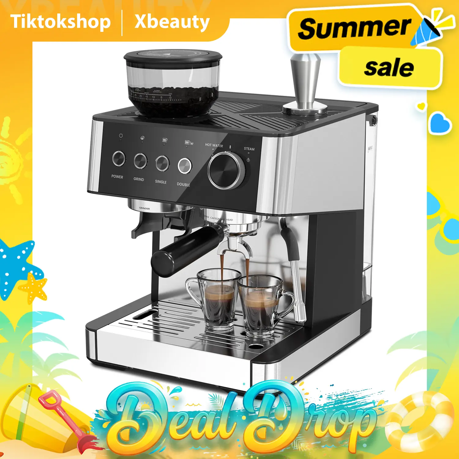 XBEAUTY 15-Bar Automatic Espresso Coffee Machine, Fast-Heating Home Coffee Maker with Milk Frother Steam Wand for Cappuccino, Latte, Espresso Coffee Machines