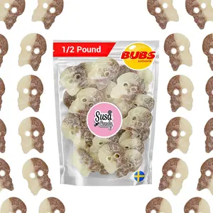 BUBS Cola Sour Skulls- 1/2 Pound Bag - Soft Sour Candy - Swedish Candy Sweet Bonbon Snack