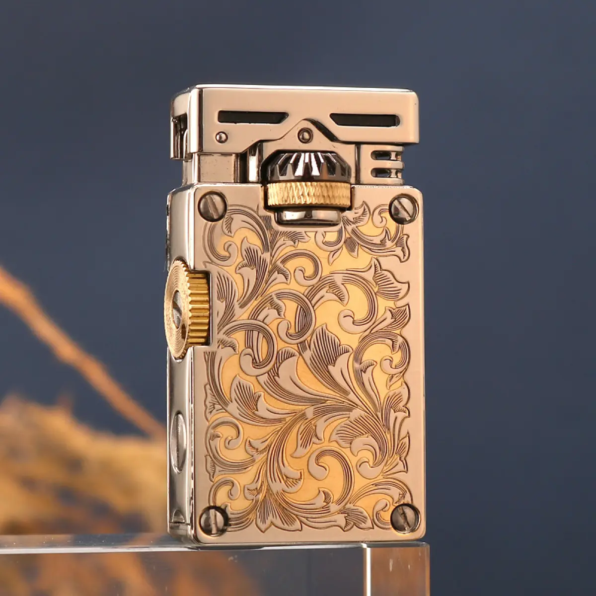 Vintage Metal Kerosene Cigar Lighter - Gold-Toned, Cool Aesthetic, Portable Fire Starter, Home & Lighter Accessories, Ideal for Camping, Unique Men's Gift (Fuel Excluded), Gold-Toned Lighters, Collectibles, Adult