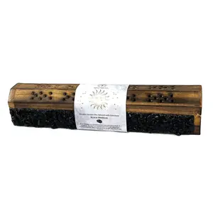Wooden Incense Coffin Box - Black Obsidian, 12 Inch