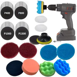 53-Piece Car Headlight Repair Kit, Drill-Driven Polishing Set, Cleaner, Automotive, Includes Sandpaper, Cloth, Adapter, Sponge Pad, for Headlight Cleaning and Restoration