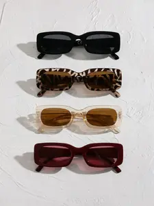 4 Pairs Classic Women's PC Material High Quality Sunglasses, Small Frame Flattering Face Shape, Ideal for Daily Commute, Street Style, Travel, Photography