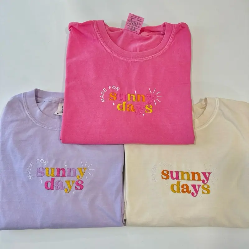 Made for Sunny Days Embroidered T-Shirt Comfort Colors Fit Summer Top Womenswear Breathable Embroidery comfort t-shirt cute shirt comfort shirt new essential casual trendy tshirt shirts women friend gift spring clothes