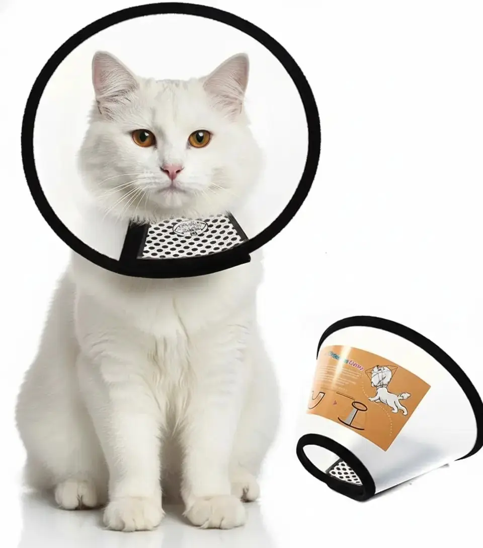 Pet Recovery Collar for Cats & Dogs - Soft-Edge, Adjustable, Breathable Translucent Plastic Cone for Wound Healing, Surgery Recovery
