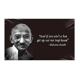 Gandhi Flag 3x5 FT Banner Dorm Banner with Four Brass Grommets for College Party Indoor Decorations Hanging Lightweight
