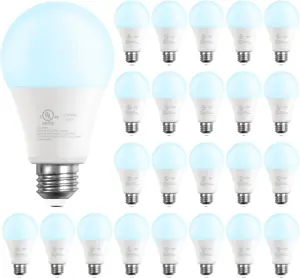 A19 LED Light Bulbs, 60 Watt Equivalent LED Bulbs, Long Lifespan High Brightness 800LM Daylight White 5000K, E26 Standard Base Light Bulbs for Home Bedroom Office, Non-Dimmable, 24 Pack