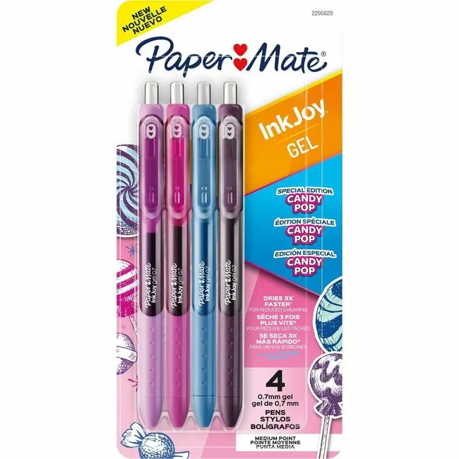 Paper Mate InkJoy Smooth-Gel Pens - PAP2205629, 0.7 mm Candy Pop Assorted Pens & Refills, 4 Per Pack, Back to School Supplies for Youth & College (Office Stationery Writing Tool)