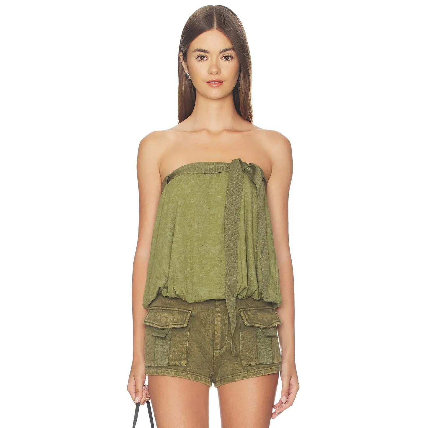 NIIHAI Bandeau Balloon Top in Khaki
