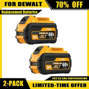 High Capacity 12Ah Replacement for Dewalt 20V 60V Max Battery 1/2/4 Pack, Compatible with DCB606 DCB609 DCB612, Compatible with DeWalt 20V 60V Cordless Power Tools