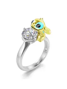 Little Monster Round Cut Artificial Zircon Ring, combining cuteness and sparkle, adorable yet exquisite, a must-have accessory for cute girls.