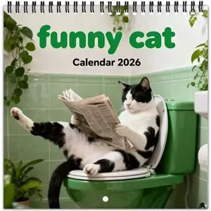 2026 Funny Cat Doodle Typography Calendar, Humorous Feline Schedule Planner, Perfect Gift for Cat Lovers & Office Decor, Stylish Daily Organizer