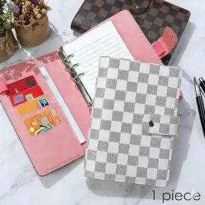 A6 Size Faux Leather Plaid Spiral Notebook, Detachable Refillable Inner Pages, Multi-Functional Storage, Ideal for Work, School, Logs