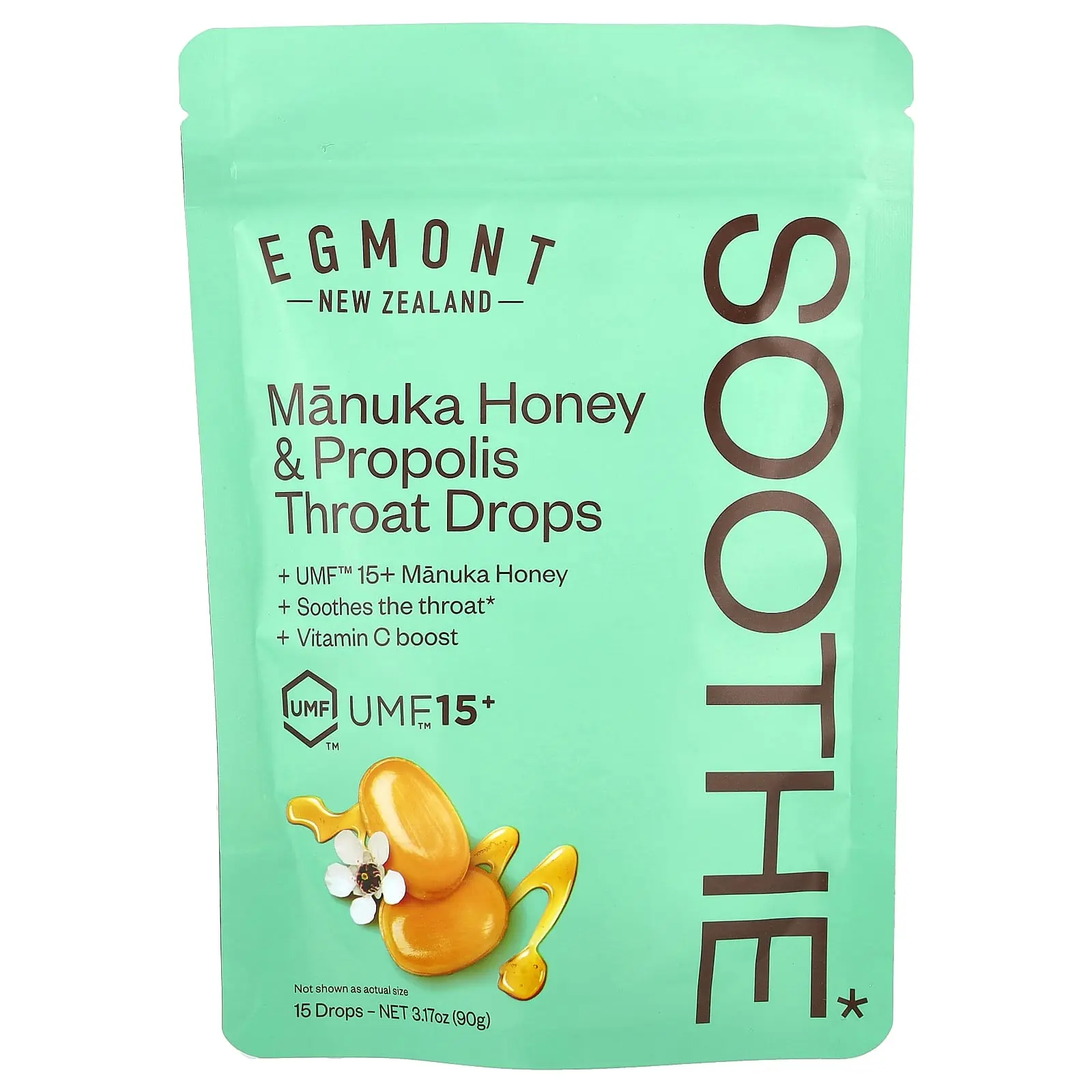 Egmont Honey Manuka Honey & Propolis Throat Drops, UMF™ 15+, 15 Drops, 3.17 oz (90 g)