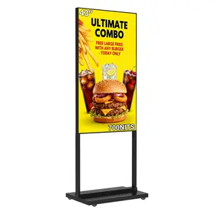 32 Inch Digital Signage Display, 700nits Menu Displays, Indoor Floor Standing Display, LCD Advertising Display, CMS Remote Publishing, U-Disk Plug & Play, APP, Android OS, HDMI in
