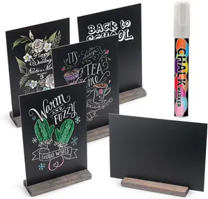 Mini Chalkboard Signs with Stand - 6 count  Wooden Tabletop Chalkboard Sign - 6 x 9 Inch Small Message Chalk Board  Menu Sign, Wedding Decorative Chalkboard Table Signs