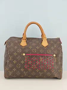 Pre-owned Monogram coated canvas with Vachetta leather trim Shoulder Bags Louis Vuitton Monogram Perforated Speedy 30 Bag【DU0047】