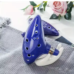 12 Hole C Ocarina, Unique Ceramic Ocarina with Accessories, Musical Instrument for Baginners, Wind Instrument for Home & School, Christmas Gift
