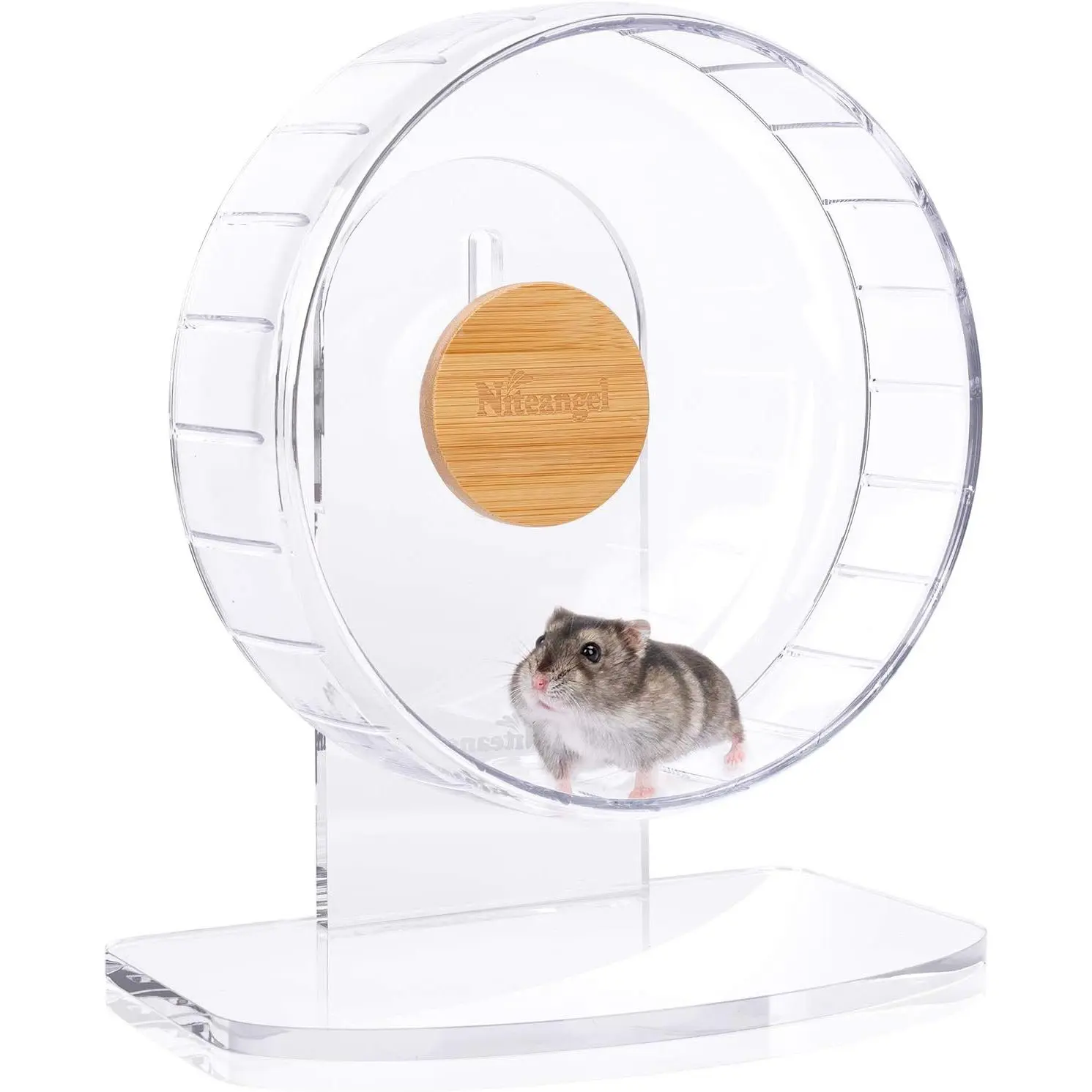 Super-Silent Hamster Exercise Wheels: - Quiet Spinner Hamster Running Wheels with Adjustable Stand for Hamsters Gerbils Mice Or Other Small Animals (S, Transparent)