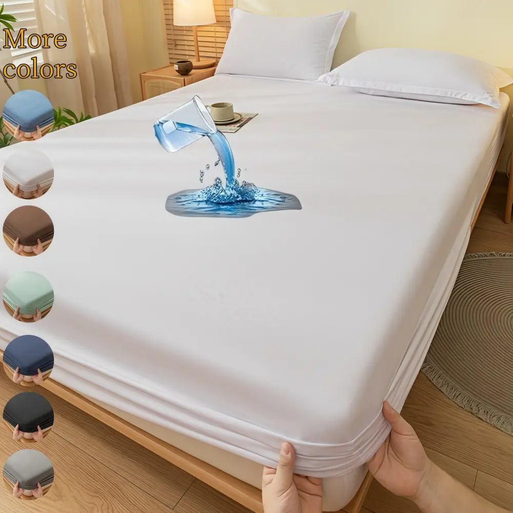 Waterproof Bed Sheet Protector Soft Breathable Washable Cotton Mattress Cover All Seasons Use Hotel Dust Proof Bedding Waterproof Mattress Pad Dustproof Mattress Protector (no Pillowcase)