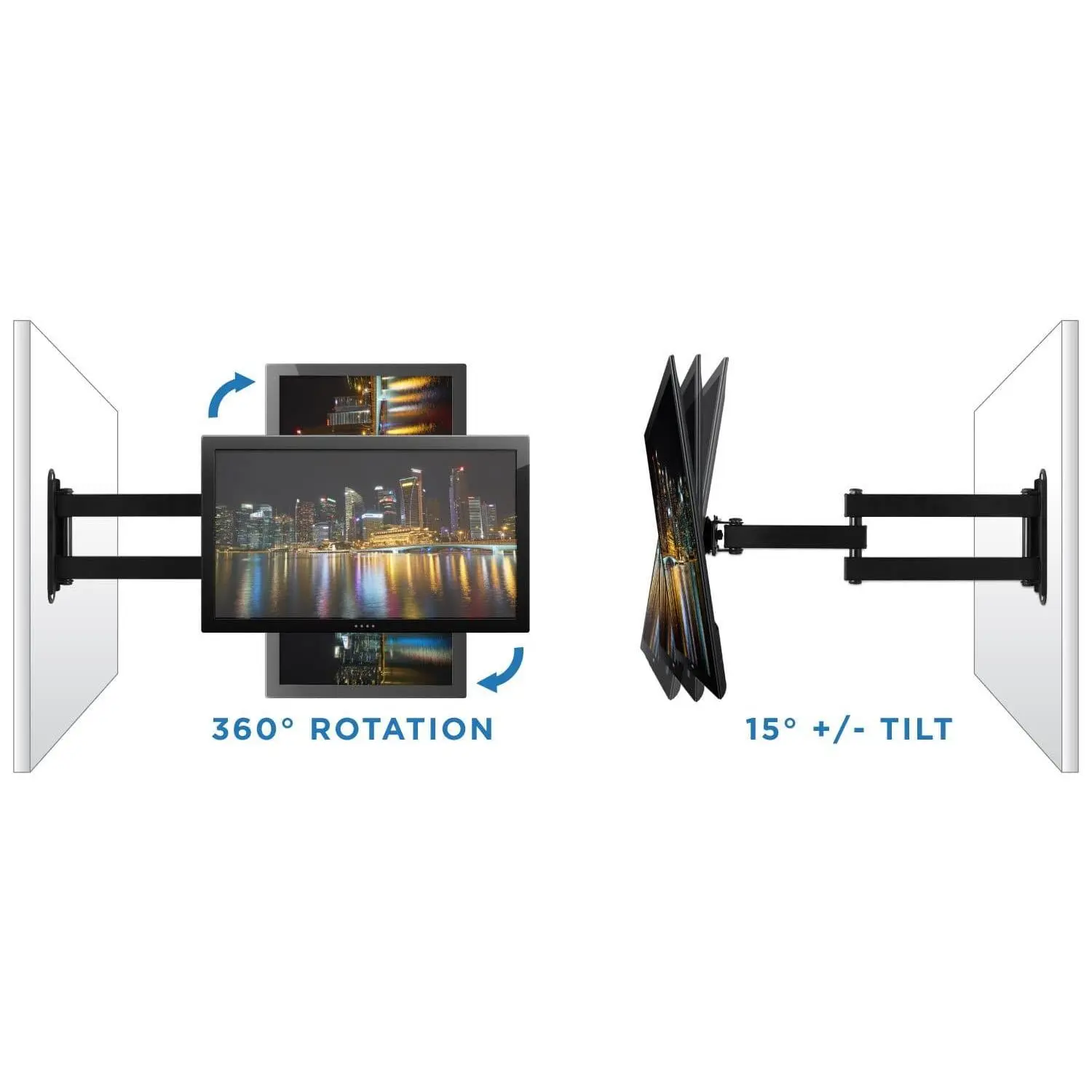Mount-It! Full Motion TV Wall Mount for 19–32 inch TVs with Long Arm Extension, Swivel tilt TV mount with VESA 75x75–100x100 compatibility for corner and flexible viewing setups.
