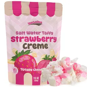 Snackathon Salt Water Taffy Strawberry Creme 15 oz Single Flavor Sweet Treat for Parties and Gatherings