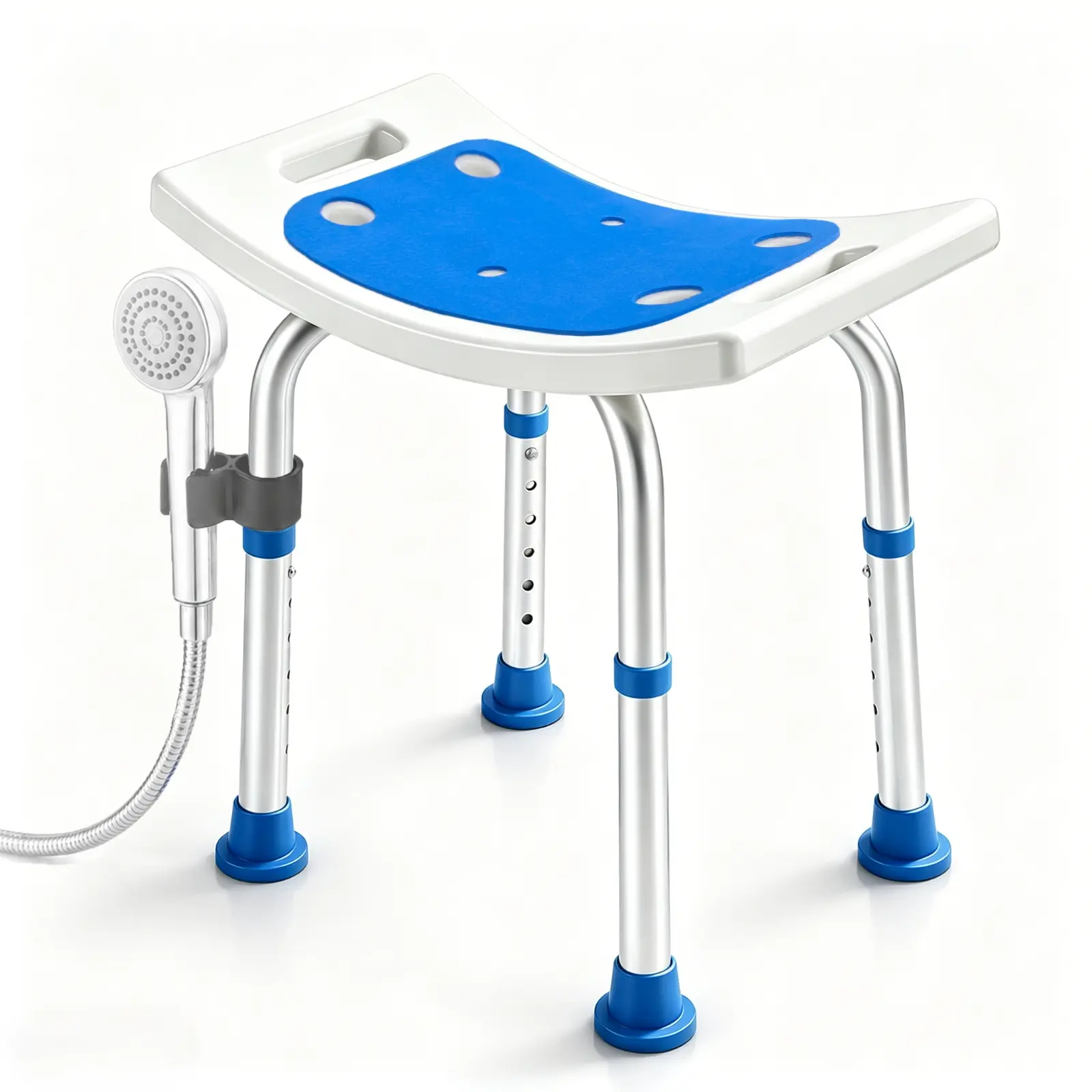 REHAND Shower Chair for Inside Shower, 400 lbs 6-Levels Height Adjustable Shower Stool with Suction Feet, Heavy Duty Shower Seat for Inside Tub Bathroom Chair for Elderly and Disabled