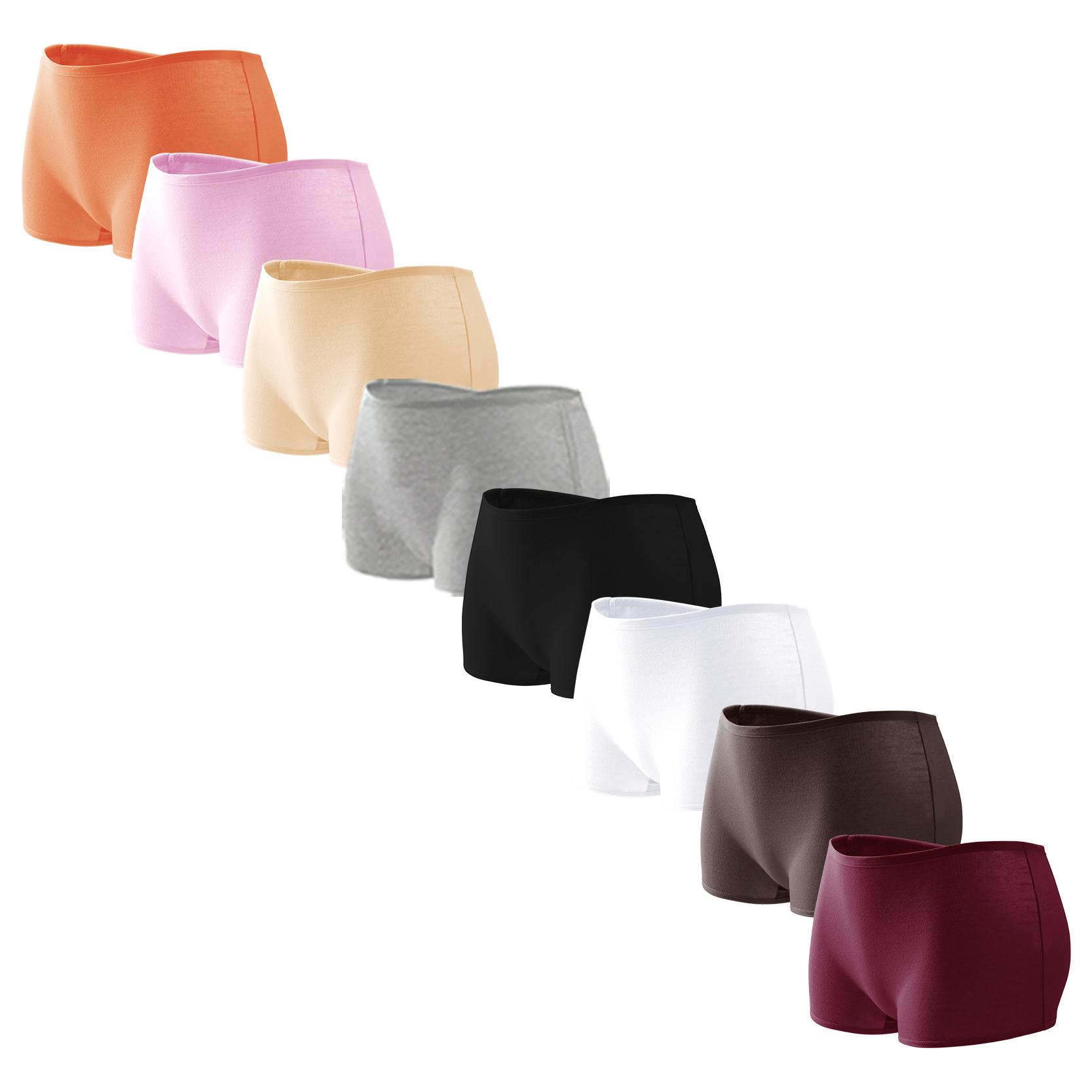 FINETOO 8 Pack Cotton Full Coverage Boyshort Underwear for Women Breathable Plain Boxer Briefs Comfy Elastic Ladies Panties SpringStatements