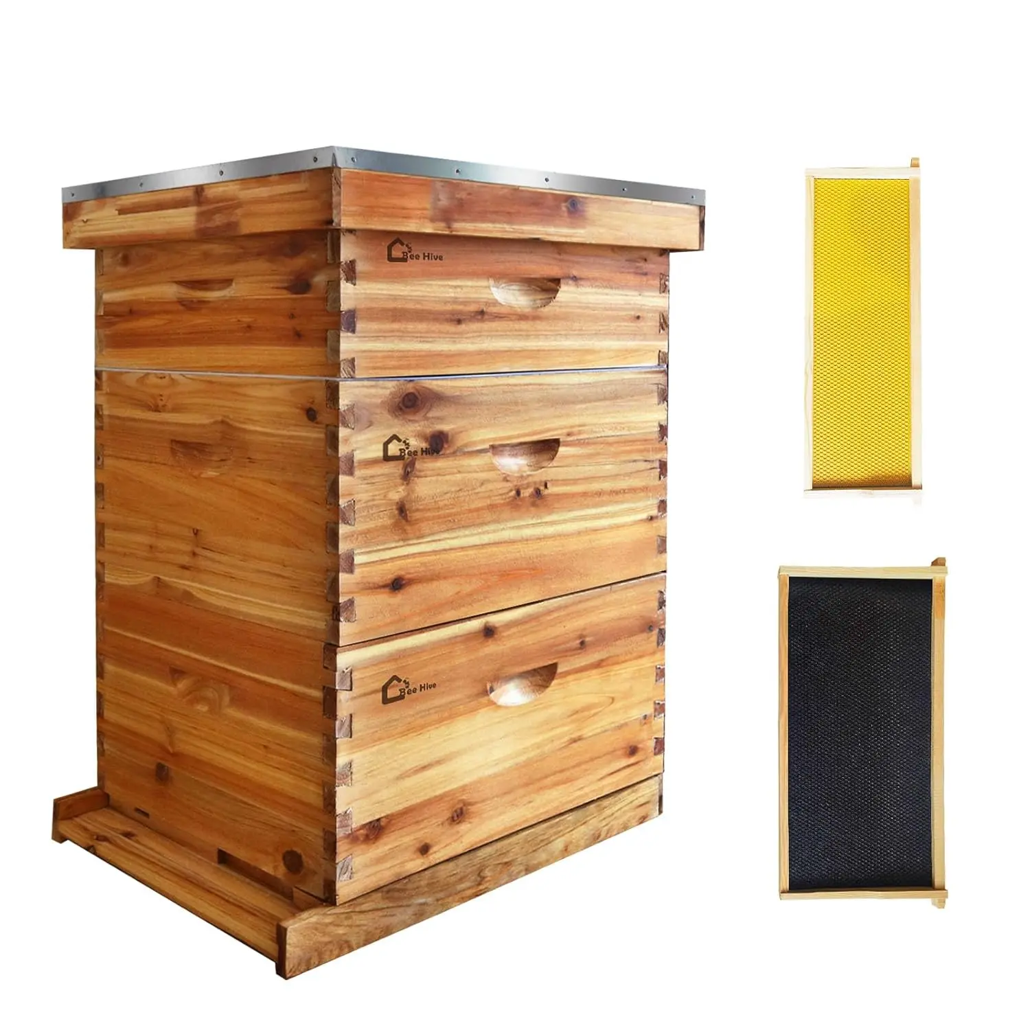 Garvee 10-Frame Beeswax-Coated Beehive Starter Kit – Complete Langstroth Hive w/2 Deep & 1 Super Box, Cedarwood Construction for Beginner Beekeepers