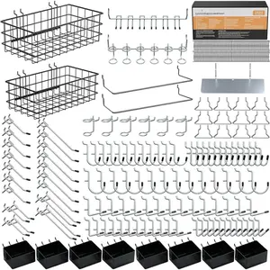 Pegboard Accessories Organizer Kit - 238 Count Peg Board Hooks, Baskets, Paper Towel Holder for 1/8 and 1/4 Inch Pegboard Tools, Garage Wall Storage