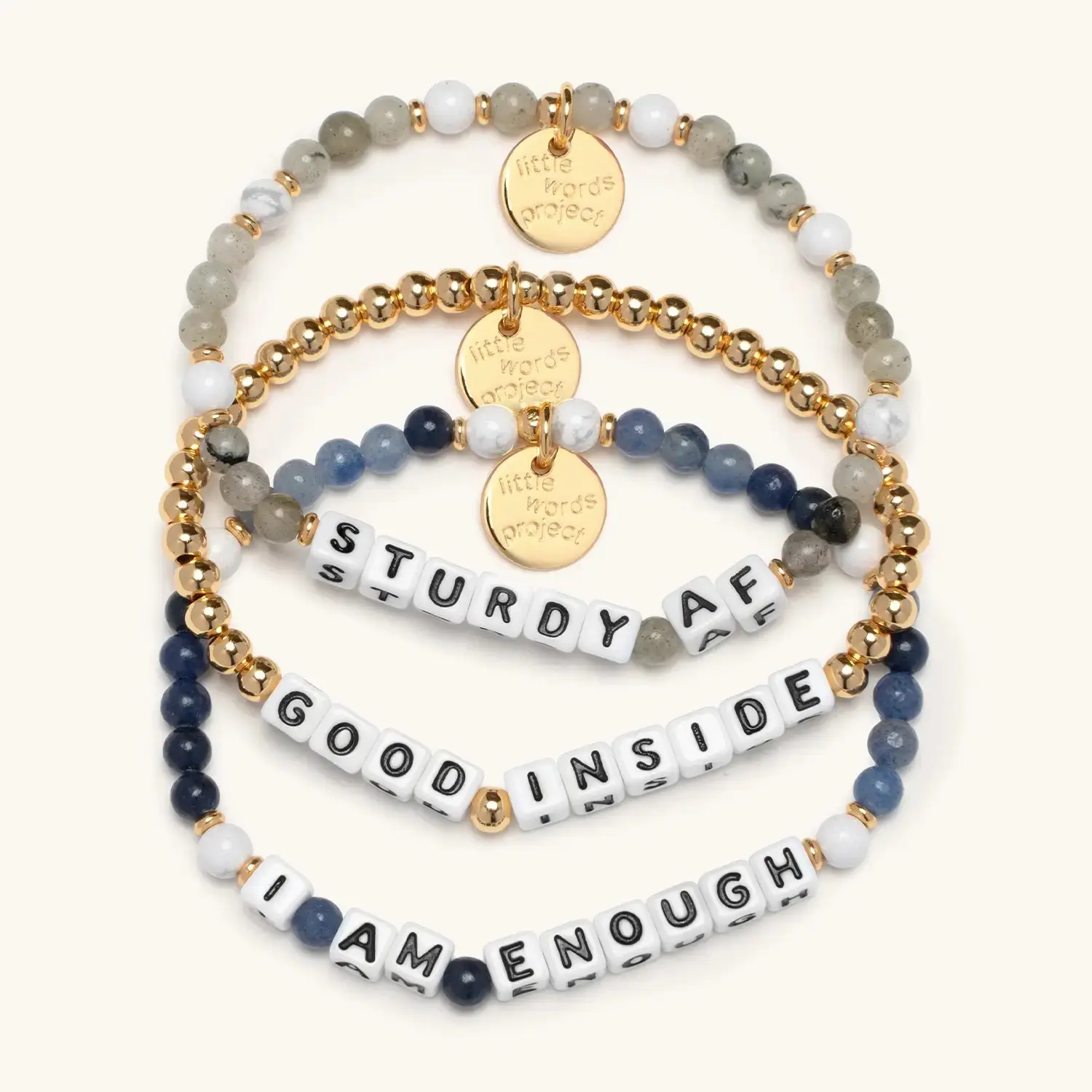 Little Words Project x Good Inside Gold Bead Ball Mom Bracelets with 3 Meaningful Mantras, Daily Inspirational Costume Jewelry, Bracelets Bangles, Bead Ball Bracelets & Bangles