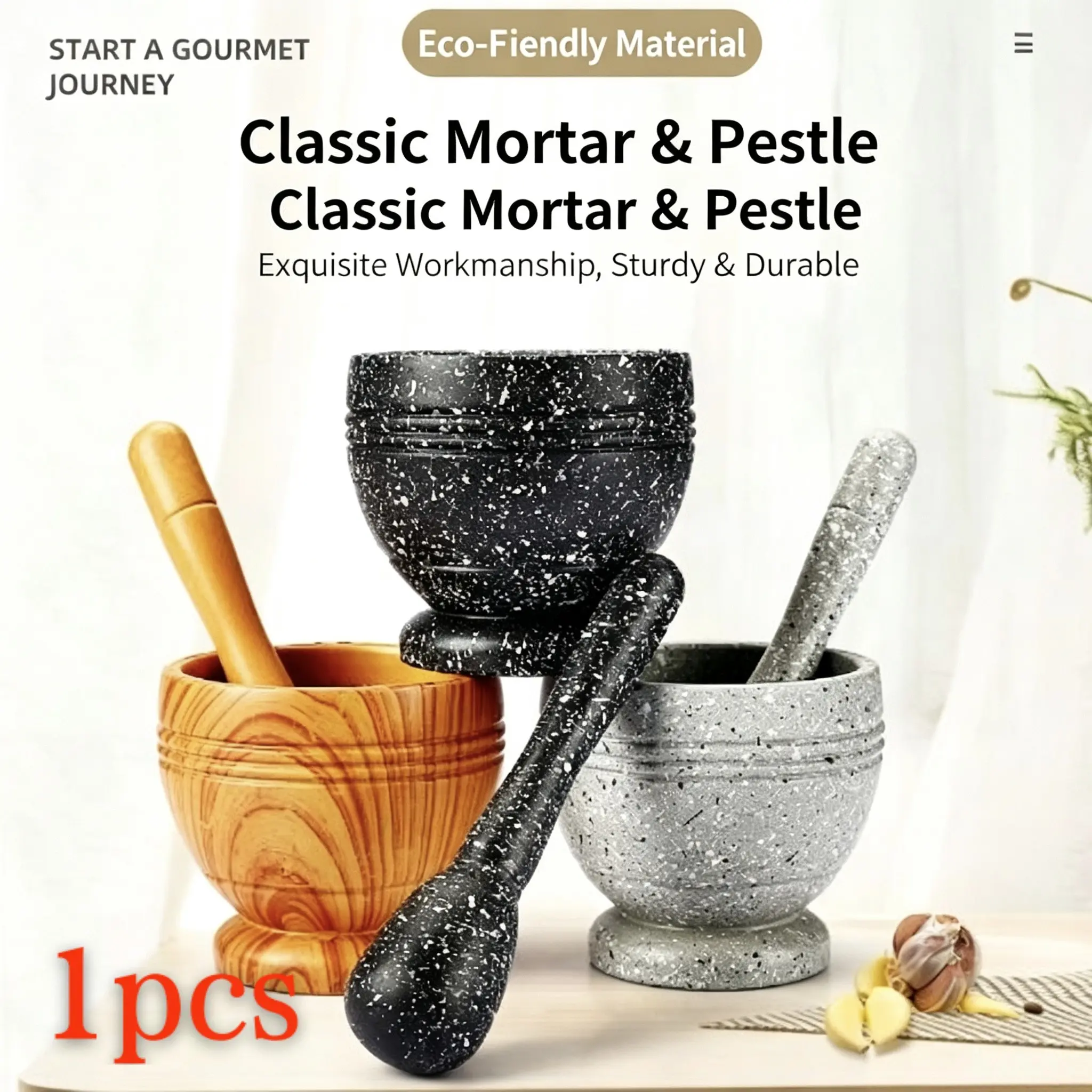 Rugged PP household multifunctional manual garlic grinder and spice grinder-very suitable for grinding herbs and spices, suitable for family kitchens and restaurants, including 1 set of garlic press, pepper grinder and salt grinder, Kitchen Gadgets