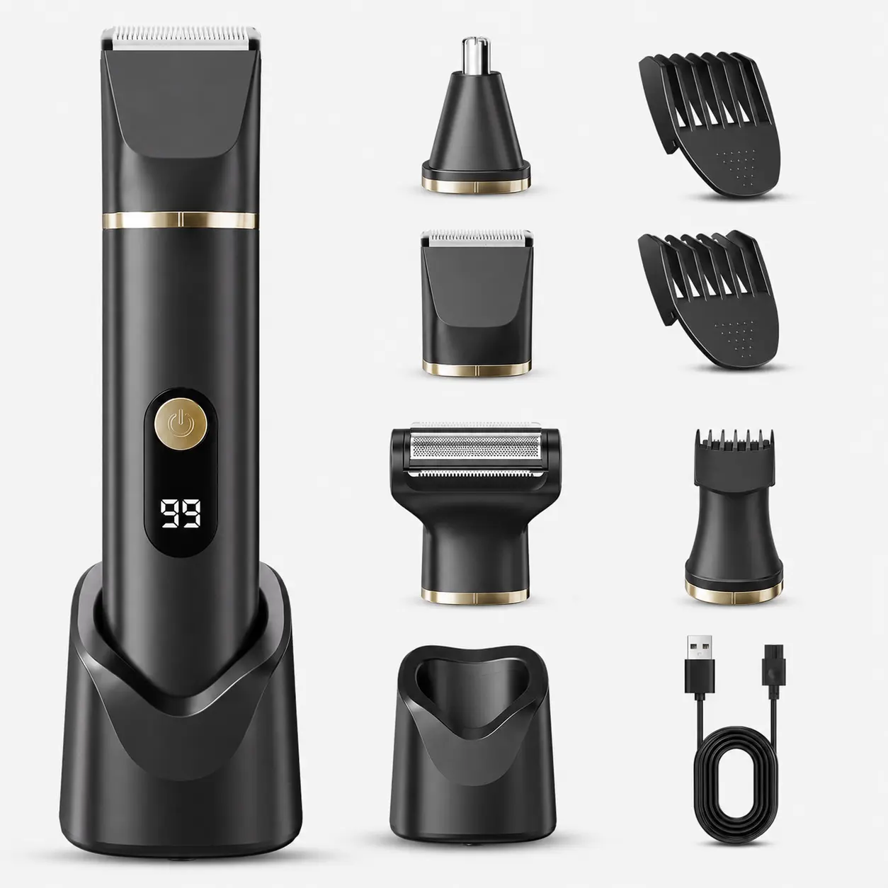 Body Grooming Kit for Men - Electric Body Hair Shaver, Groin pubic Hair Trimmer&Ball Trimmer, Replaceable Ceramic washable Blade Heads, Male Hygiene Razor, Cordless Safe Gentle Fast Trimming fathersdaygift skin dermaplane faceintimate intimate gift