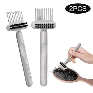 2Pcs 2-in-1 Hair Brush Cleaner and Remover Tools, Dual-Sided Comb Effective Hairbrush Cleaner for Removing Hair and Dust Home Salon Travel Use, Beauty Products Cleansing
