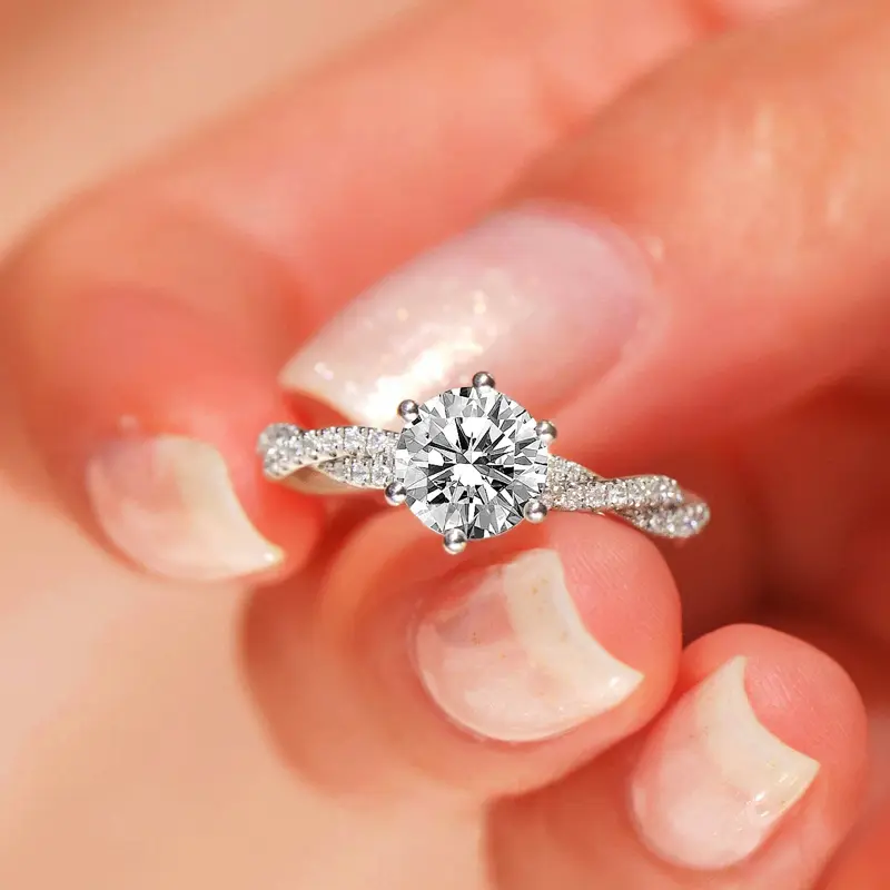 S925 Sterling Silver Rhodium Plated Engagement Promise Ring with Cubic Zirconia – Timeless Secure Setting Women's Wedding Band, Perfect Anniversary Valentine's Day Mother's Day Gift for Wife