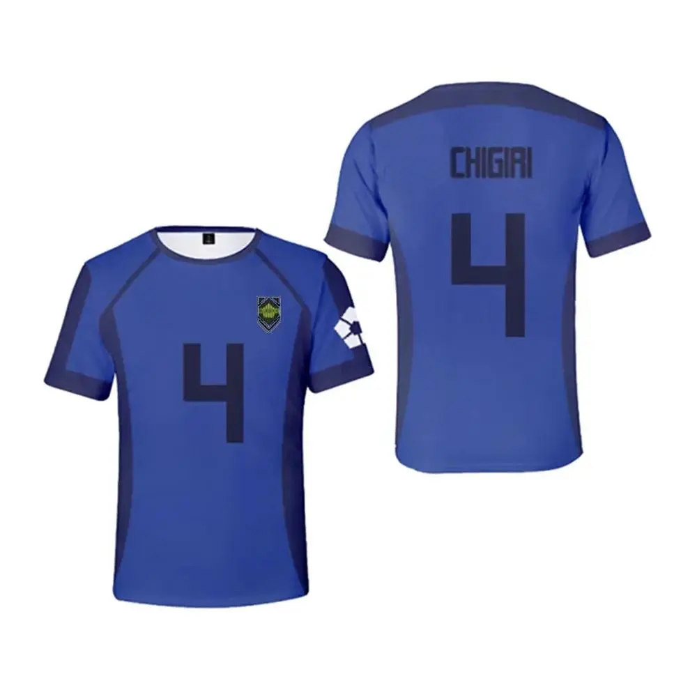 Blue Lock Anime Japanese Football Short Sleeve Jersey - Isagi Yoichi, Hyoma Chigiri, Meguru Bachira Cosplay Print Short Sleeve Tops for Children, Anime Jersey
