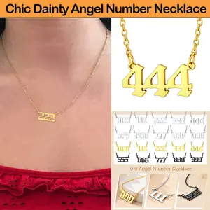 U7 Angel Number Pendant Dainty Necklace Stainless Steel For Women Girls