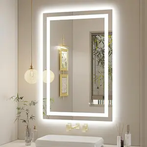LED Bathroom Mirror 24"x36" Inch Lighted Bathroom Vanity Mirror with Lights, Brighter Frontlit and Backlit Light up Anti Fog Mirror, Tempered Glass, 3-Color Dimmable, Memory Function