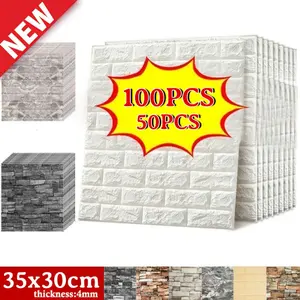 100pcs 3D Wall Tile Stickers - Waterproof, Moisture-Proof, Easy to Stick & Clean, Fashionable Home Decor for Kitchen, Living Room, Bathroom