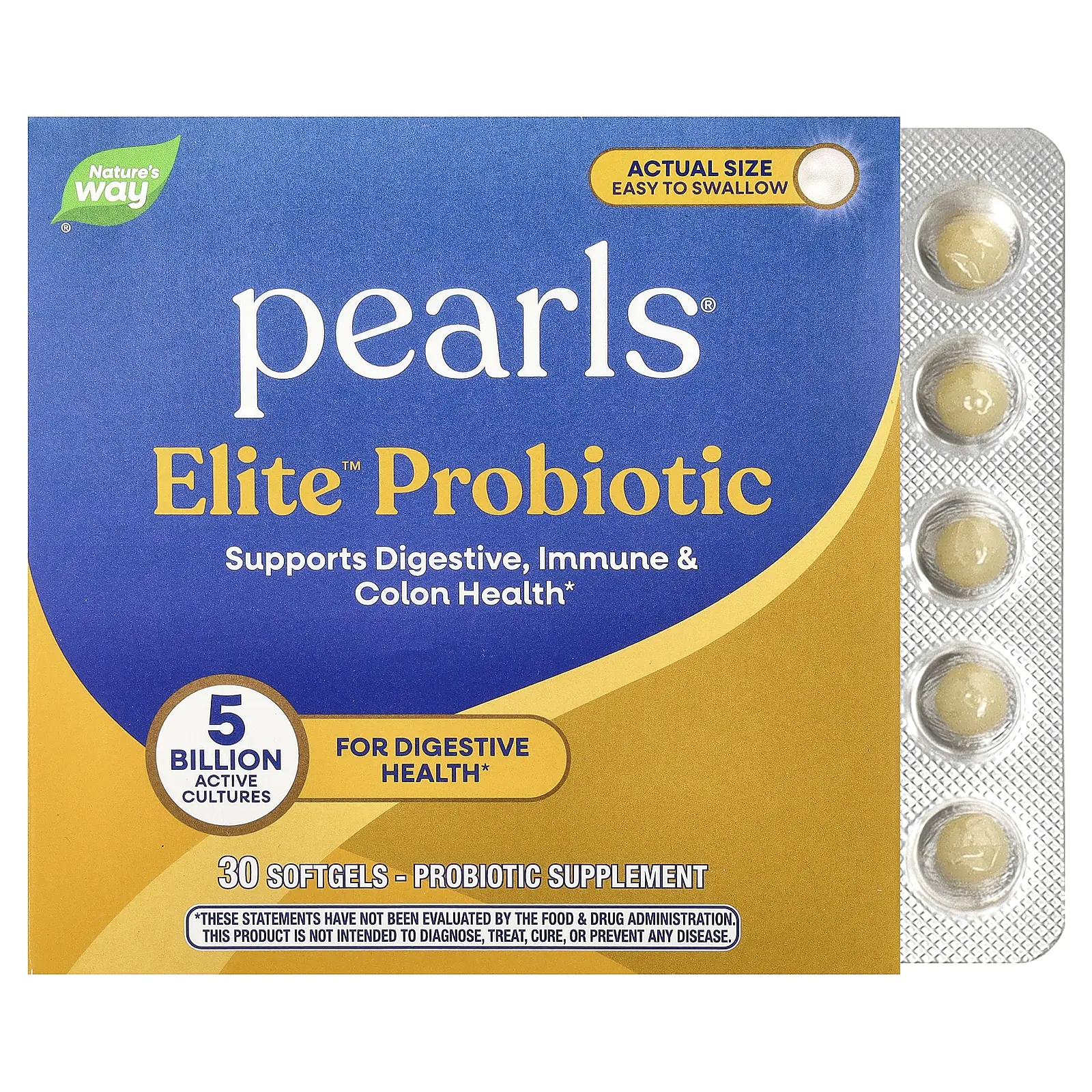 Nature's Way Pearls® Elite™ Probiotic, 5 Billion CFU, 30 Softgels