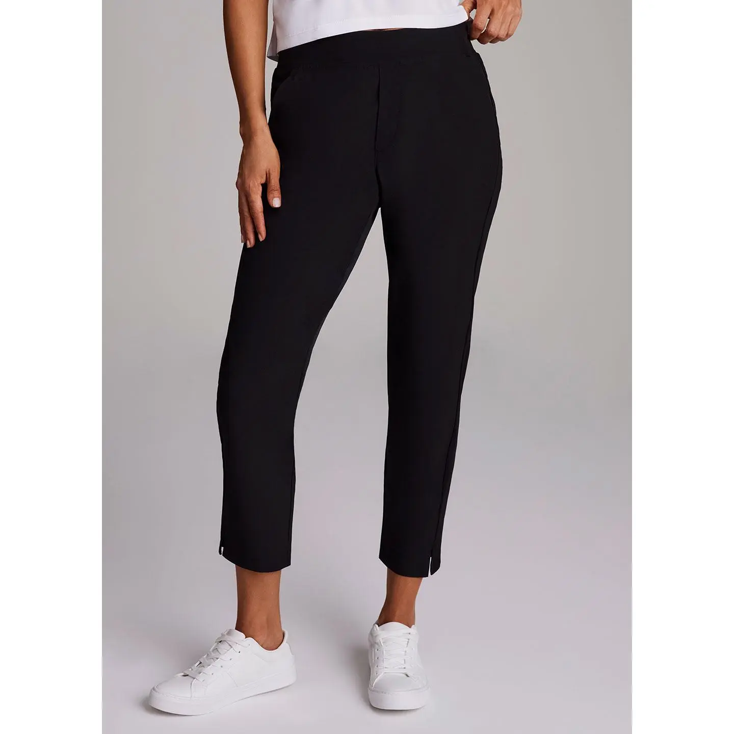 RBX Active Women's Lightweight Stretchy Ribbed Side Pull-On Ankle Pants - Elastic Waist Quick Drying Bottoms with Pockets