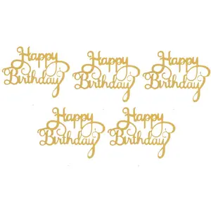 Happy Birthday Cake Decor Toppers, Metallic Sequin Dessert Table Party Decoration Topper Set, DIY Birthday Party Dessert Table Decoration Accessories, Anti-oxidation Durable Cake Top Decoration Toppers, Cake Decorating Kit