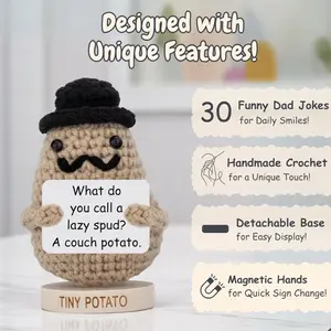 Dad Jokes - Funny Positive Potato Crochet Doll with 30 Funny Dad Jokes - Fathers Day Gift for Dad, Husband - Humor Gifts for Men, Father, Friend, Coworkers, Husband Birthday Gifts from Wife, Daughter, Son