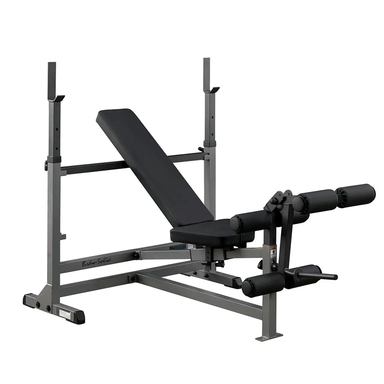 Body-Solid PowerCenter Olympic Bench with Adjustable Back, Leg Developer, and Barbell Rack for Weightlifting